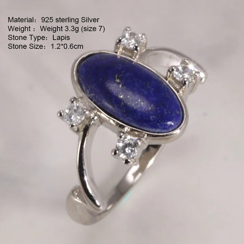 Anello Elena in argento sterling con lapislazzuli naturale 