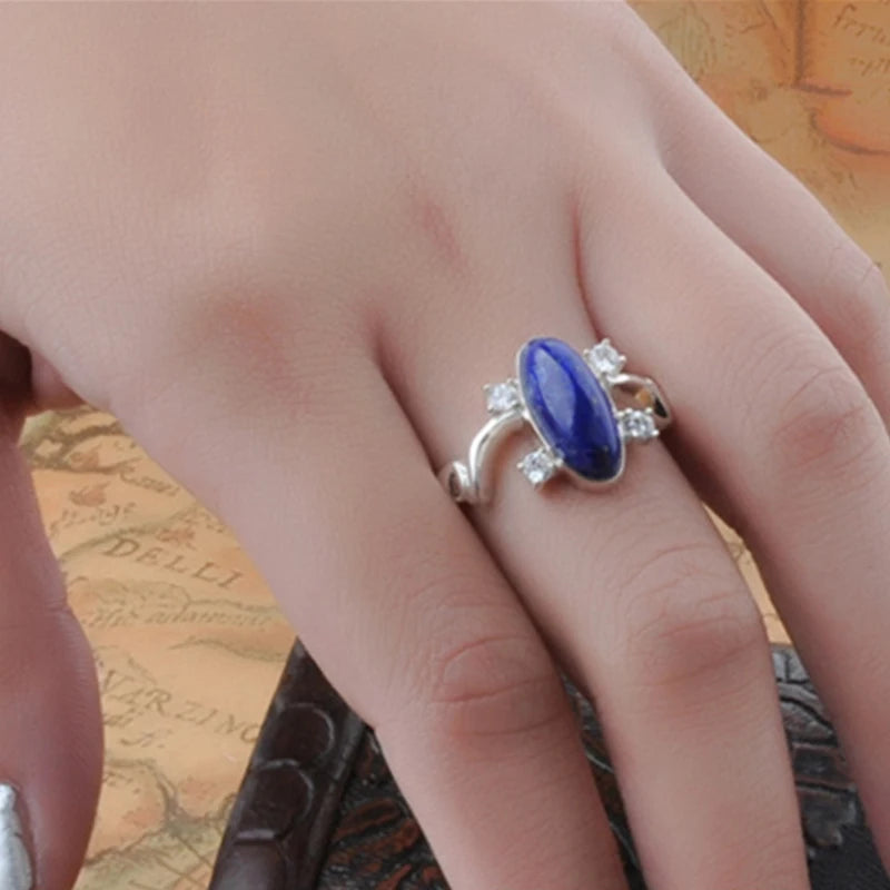 Anello Elena in argento sterling con lapislazzuli naturale 