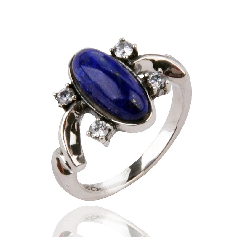 Anello Elena in argento sterling con lapislazzuli naturale 