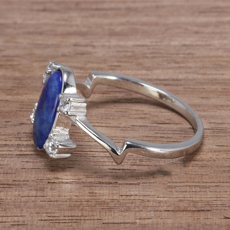 Anello Elena in argento sterling con lapislazzuli naturale 
